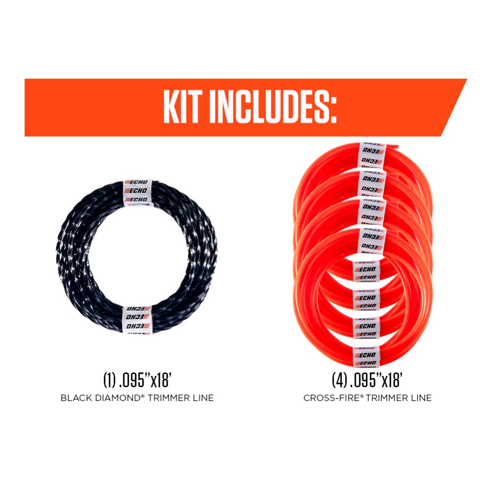 Echo .095" x 18" Pre-Cut Trimmer Line for Speed-Feed 400 (5-Pack) 102152955