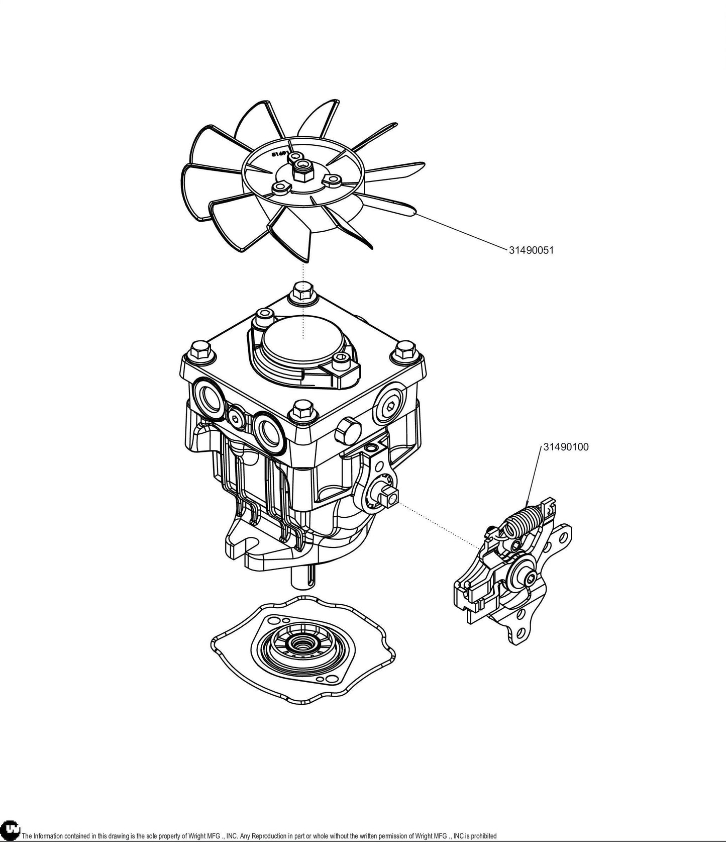 ZK Hydro Gear 7" Fan PR2H Series Hydro Pump 31490022.