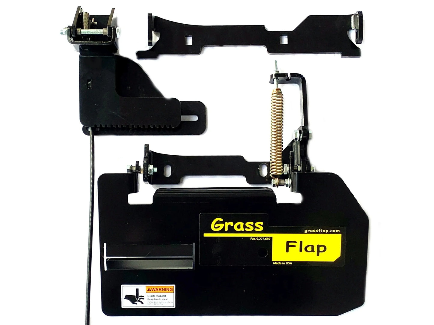 GrassFlap for Exmark with No-Drill Mount and SEL Pedal.