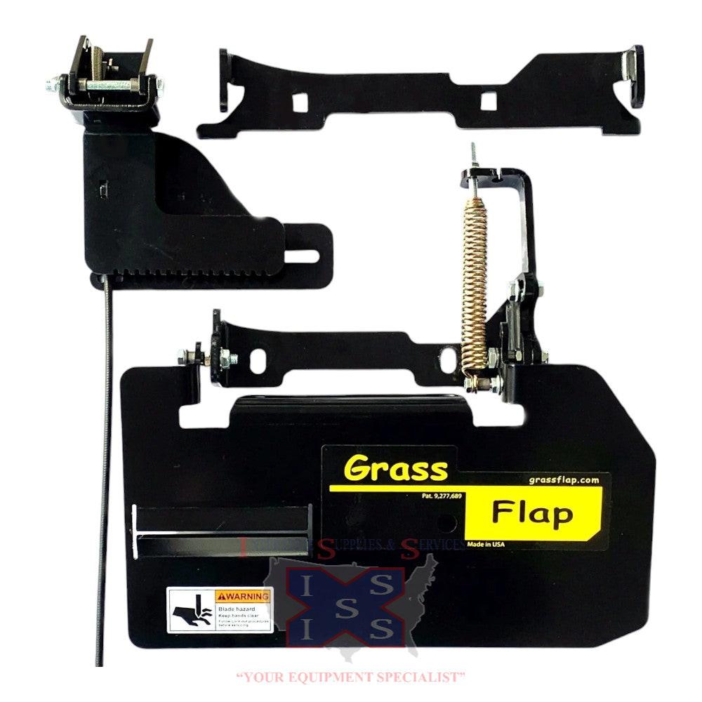 GrassFlap for Exmark with No-Drill Mount and SEL Pedal.