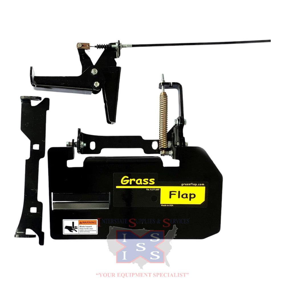 GrassFlap for Exmark with No-Drill Mount and RE Pedal.