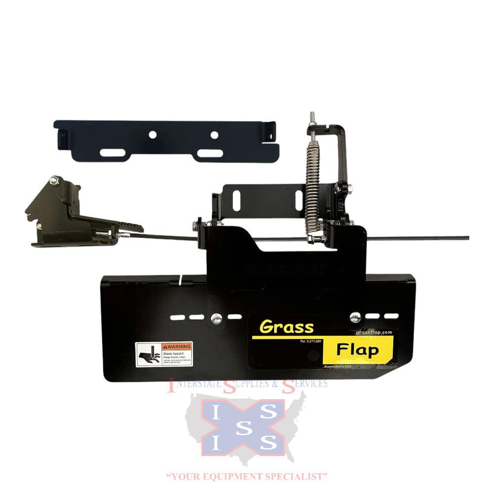 GrassFlap Direct Bolt with Steel Blocker Plate for Hero decks and SE pedal includes 11.5" Scag No-drill mount.