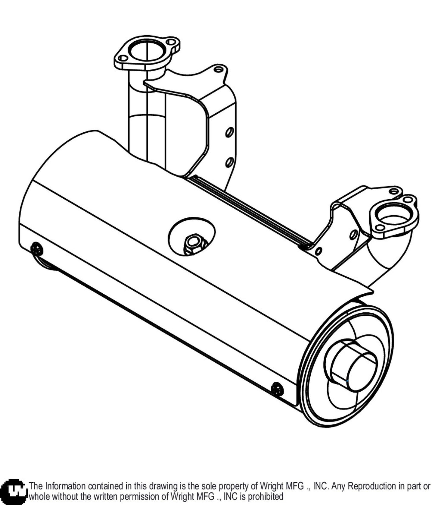 B&S 40HP Hor Low Mount WZ2 Muffler 51410102.