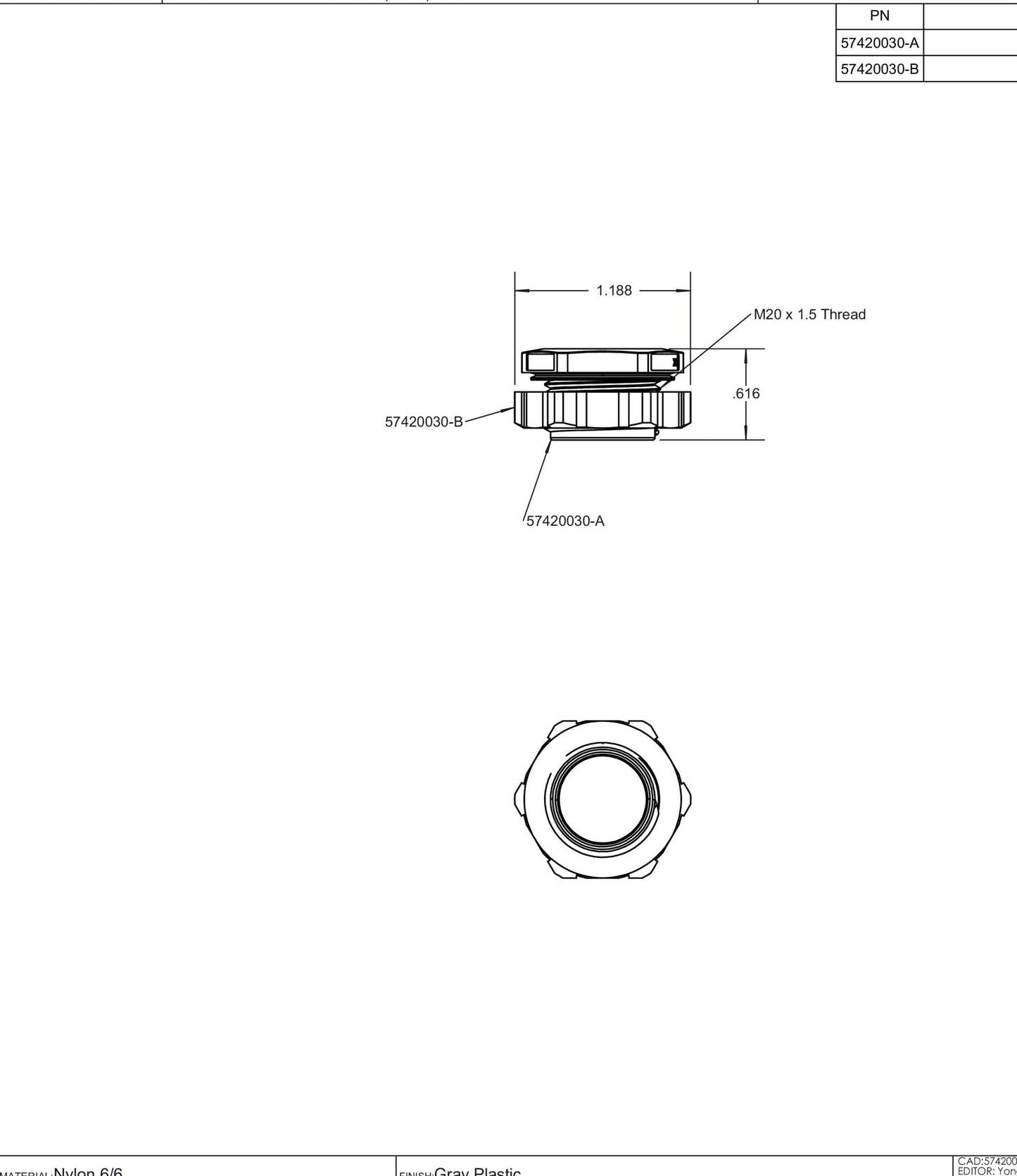 M20 IP68 Vent Plug With Nut 57420030.