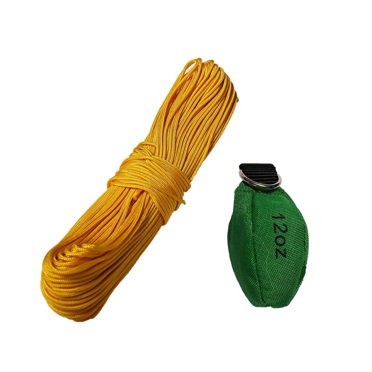 Proven Part Arborist Tree 12Oz. Throw Bag Weight With 1/8 Inch By 150 Feet. Yellow Paracord Throw Line Rope.