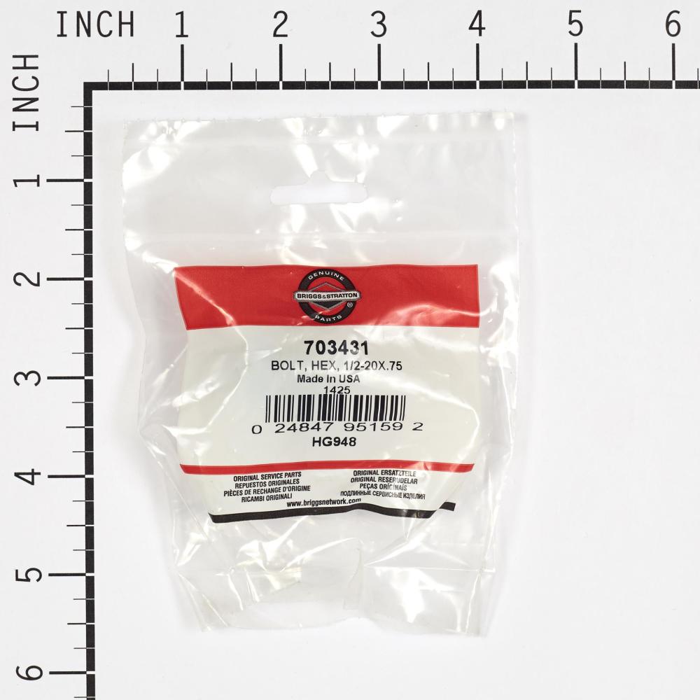 Briggs & Stratton Bolt, Hex, 1/2-20X.75 703431