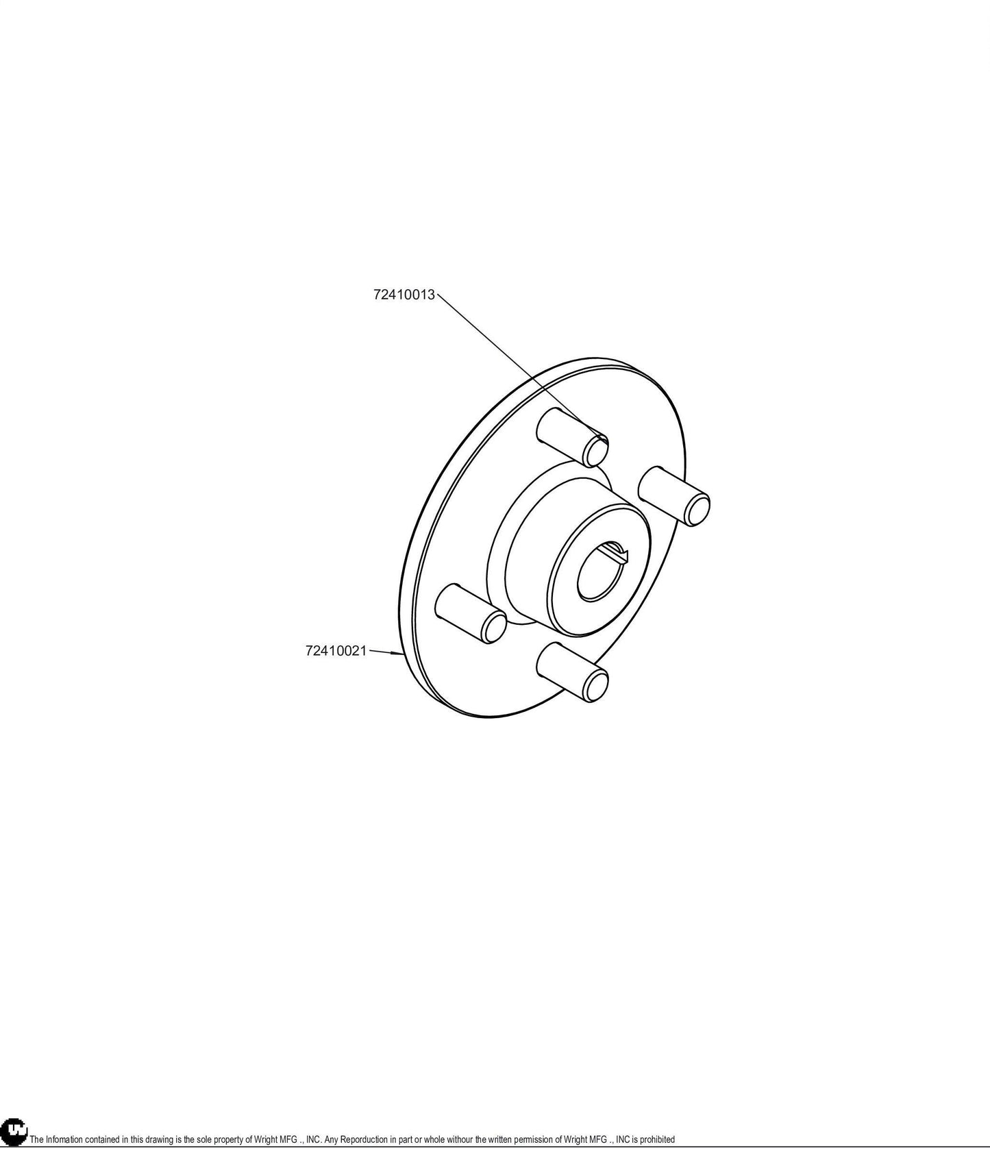 1in Shaft No Offset W/Studs Wheel Hub 72410064.