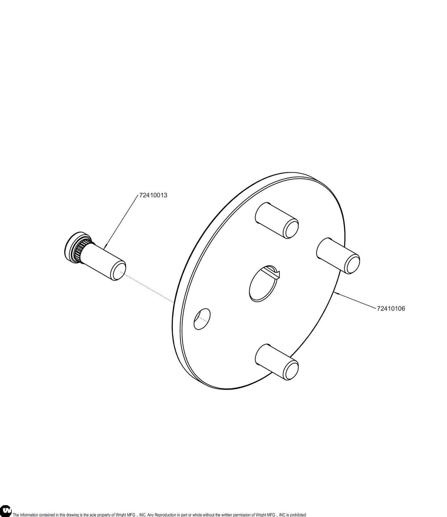 1'' Shaft Reverse Offset Wheel Hub W/Studs 72410107.