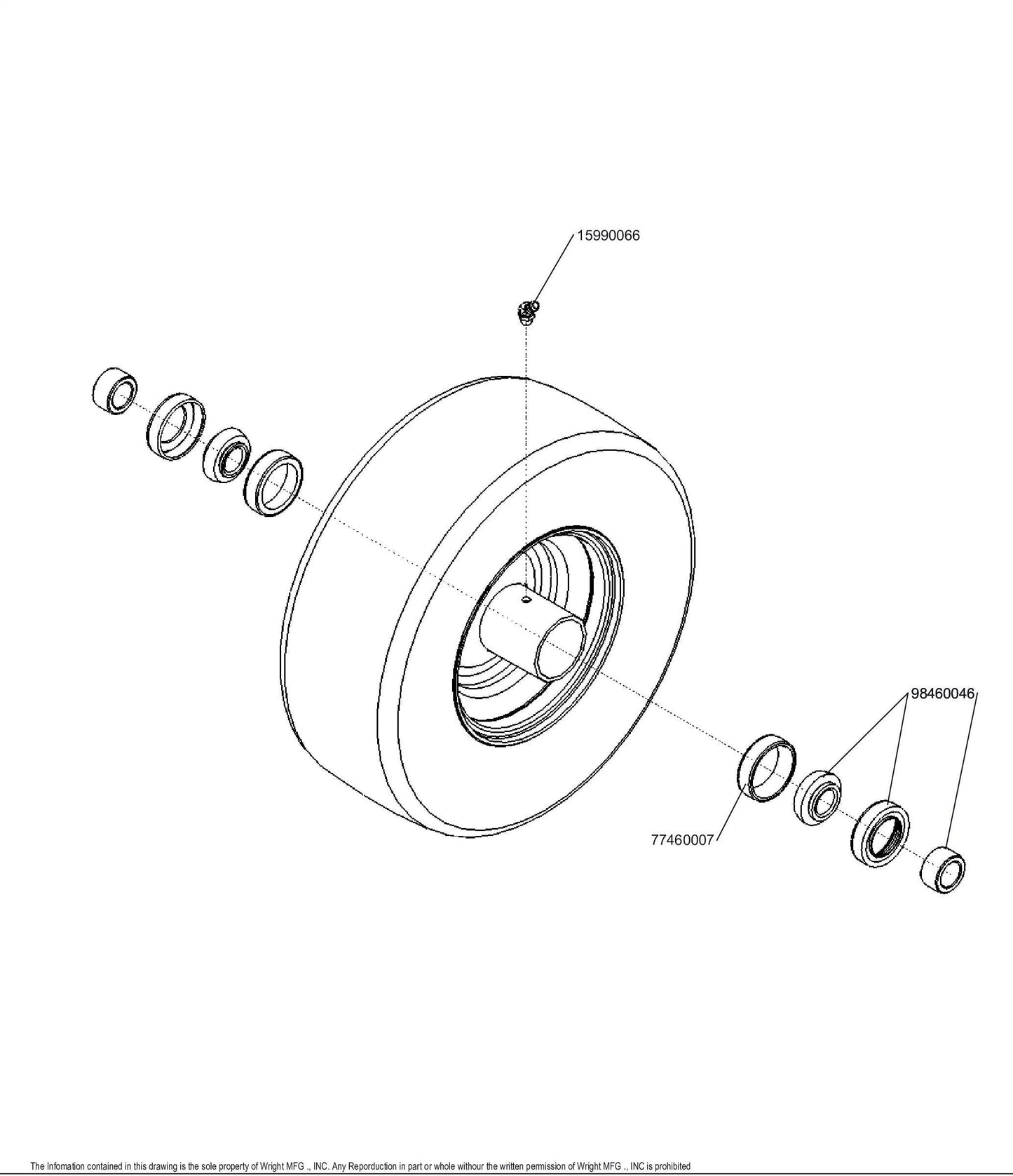 No Flat Wheel Assembly 13X500-6 (Rep 72460031) 72460029.