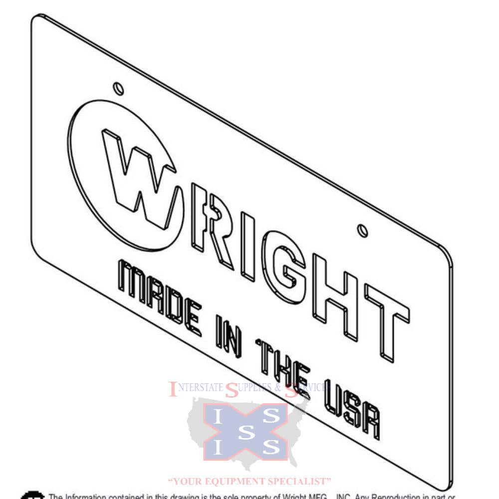 Wright Back License Plate 93470036.