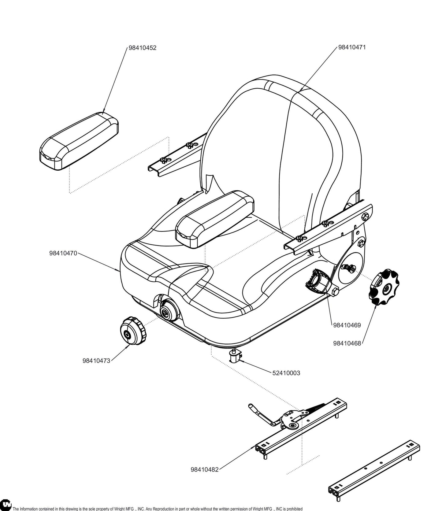 Suspension Seat W/Belt And Foam Armrest 98410447.