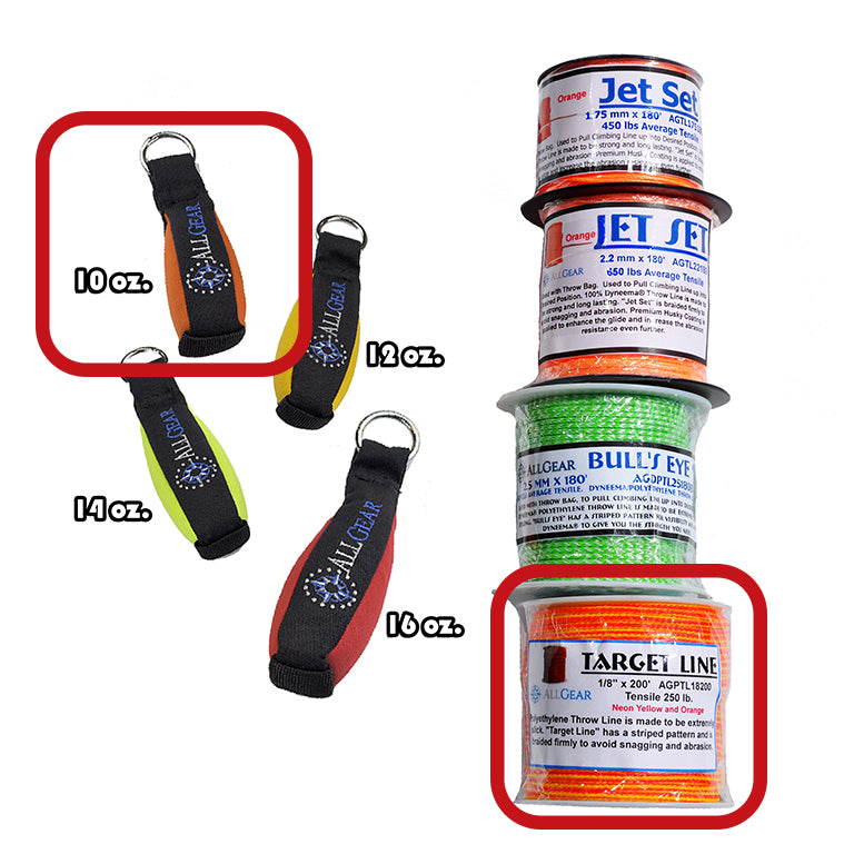 AllGear Throwbag Combo 10oz 2.5mm x 200' Target Line AGTB10&PTL18200