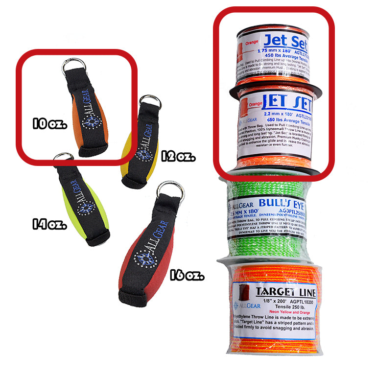 AllGear Throwbag Combo 10oz 1.75mm x 180' Jet Set AGTB10&TL175180