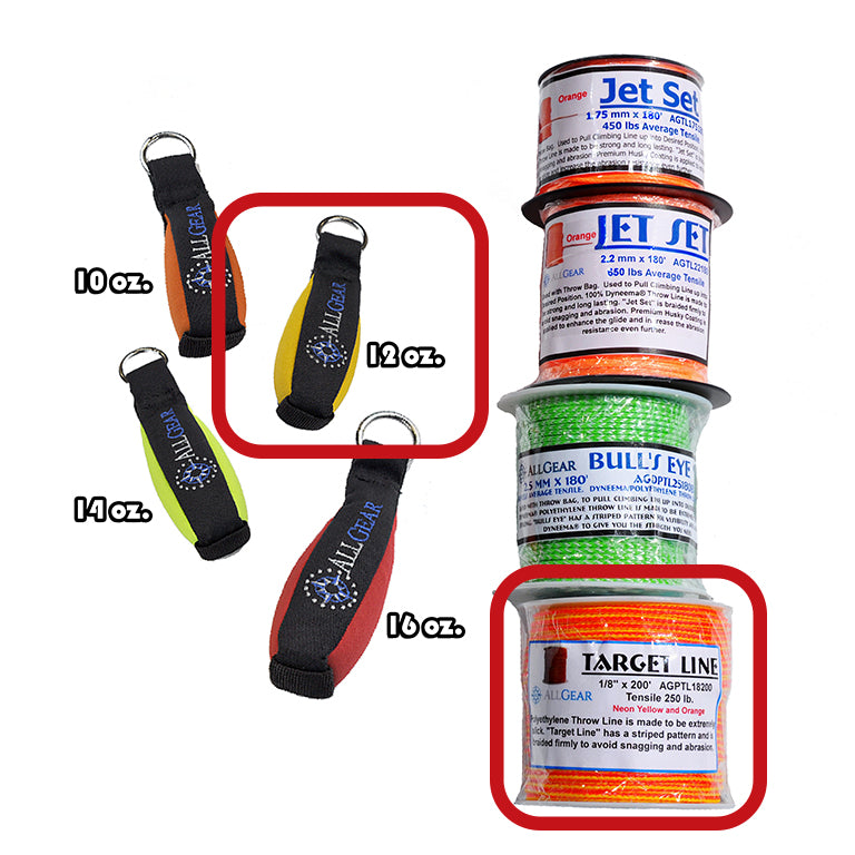 AllGear Throwbag Combo 12oz 1/8" x 200' Target Line AGTB12&PTL18200