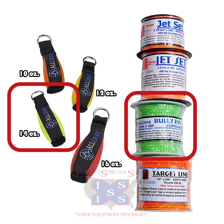 AllGear Throwbag Combo 14oz 2.5mm x 180' Bulls Eye.