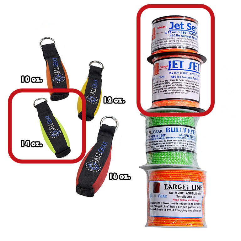 AllGear Throwbag Combo 14oz 2.2mm x 180' Jet Set AGTB14&TL22180