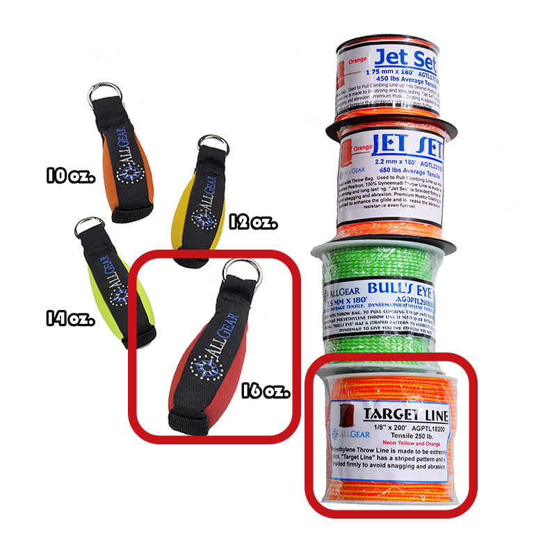 AllGear Throwbag Combo 16oz 1.8mm x 200' Target Line AGTB16&PTL18200