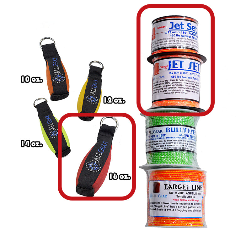 AllGear Throwbag Combo 16oz 2.2mm x 180' Jet Set AGTB16&TL22180