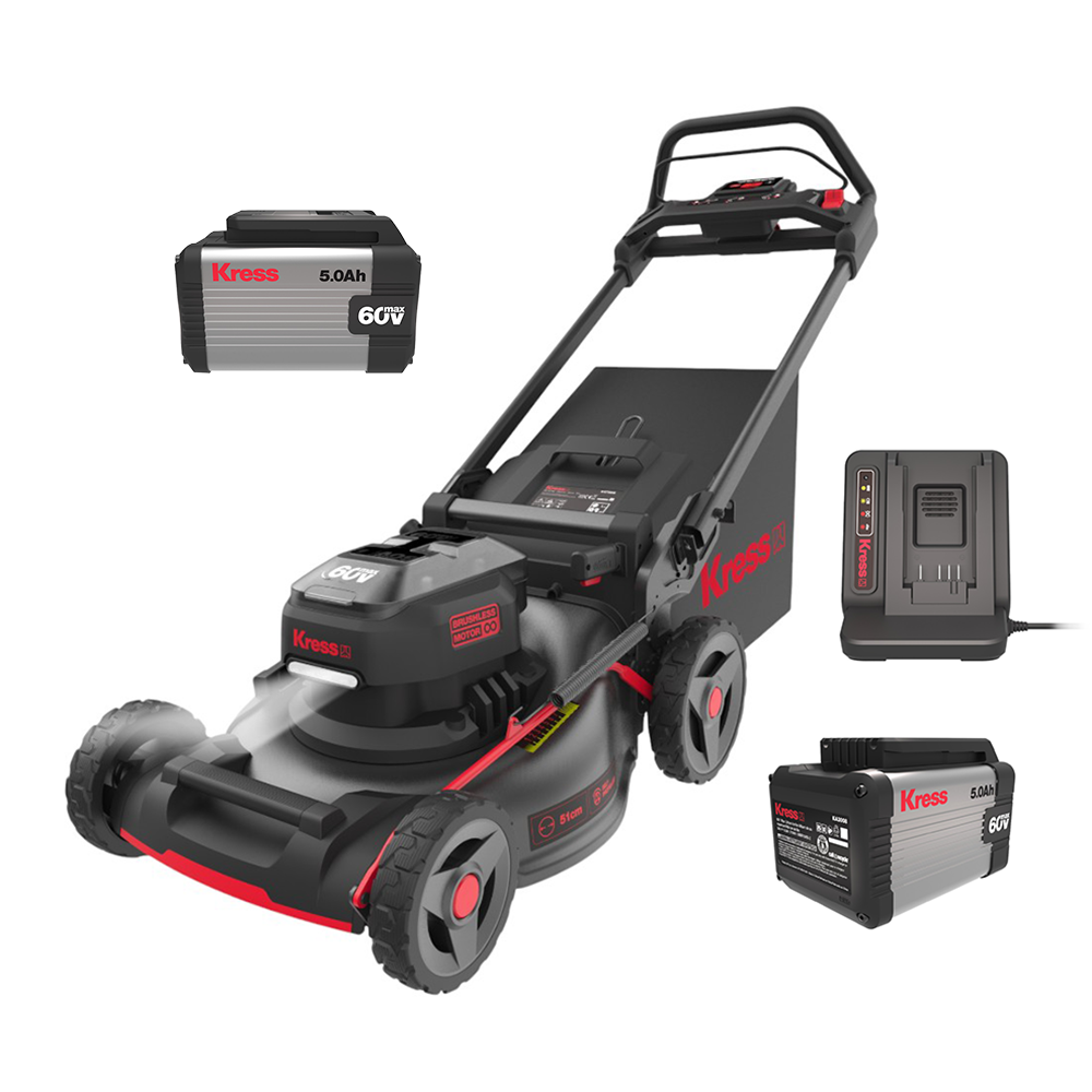 Kress 60V 21-inch Steel Deck Push Mower Kit + FREE Extra Battery