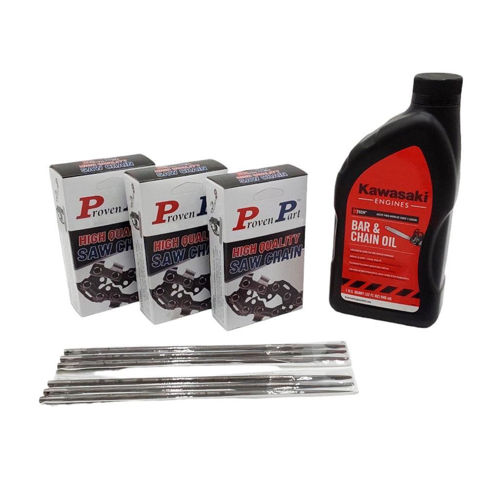 Proven Part (3) 16" Full Skip Chain For 16" Bar 3/8" Pitch .050" Gauge 60DL Fits Stihl 3676 005 0060 (1) Qt Oil (6) Files