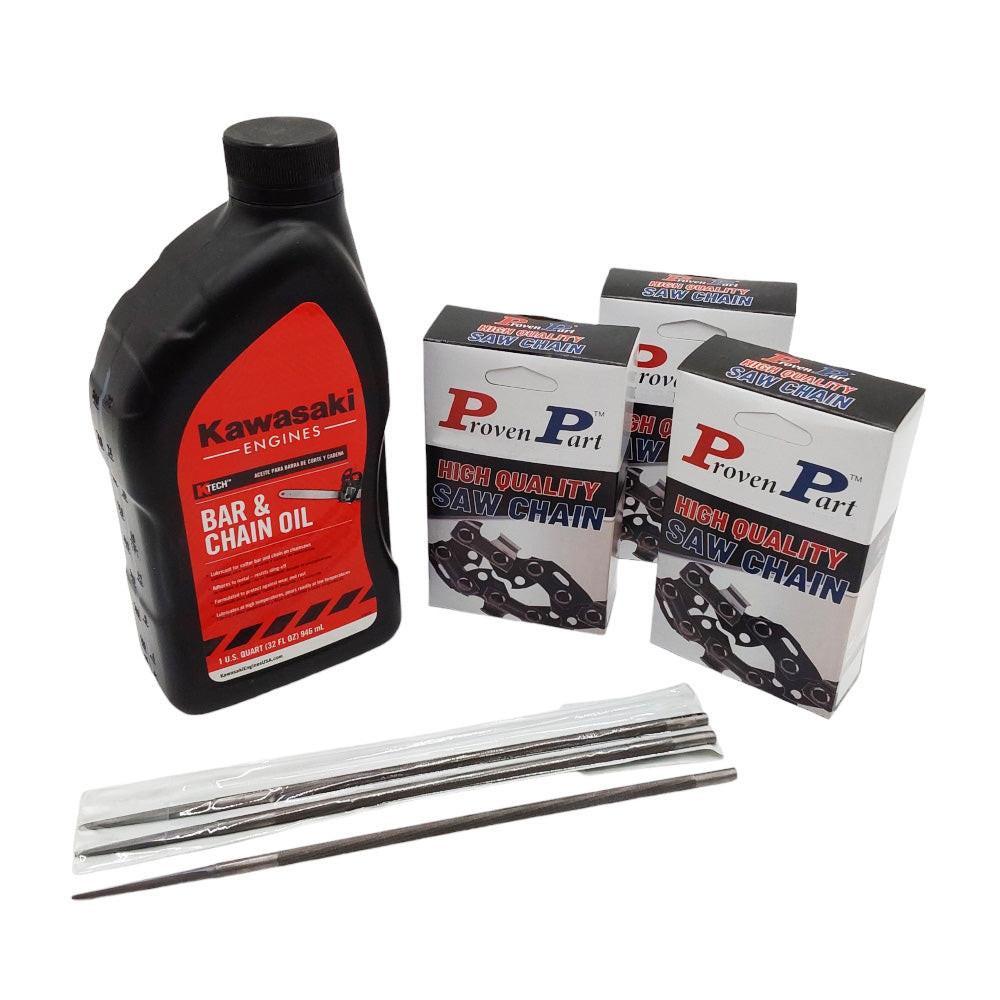 Proven Part (3) 28" Full Skip Chain For 28" Bar 3/8" Pitch .050" Gauge 93DL Fits Husqvarna 585550093 (1) Qt Oil (3) Files