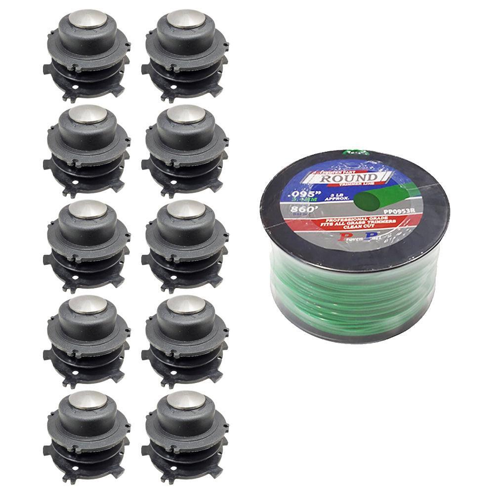 (10) Trimmer Spools & Line Fits 25-2 and 27-2 For Stihl 4002 710 4321 4002 713 3017
