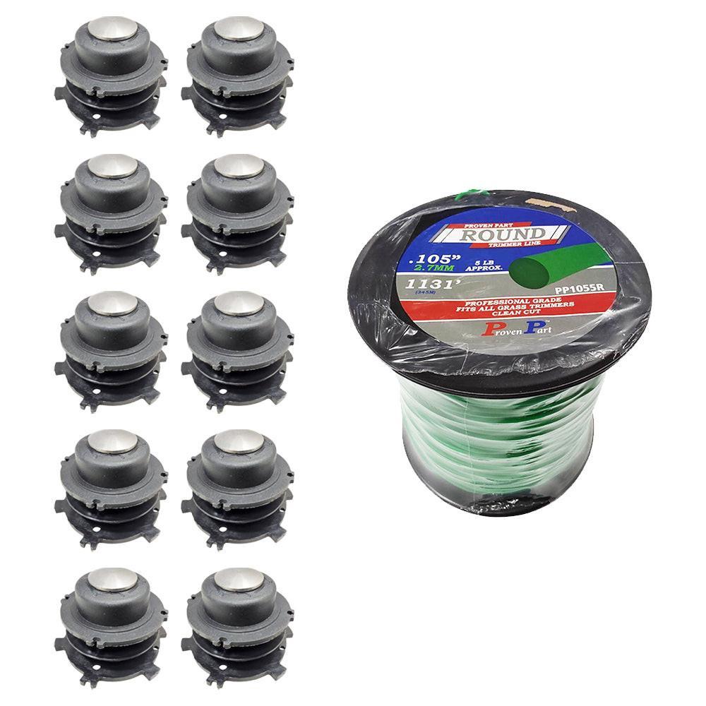 (10) Trimmer Spools & Line Fits 27-2 and 25-2 For Stihl 4002 713 3017 4002 710 4321