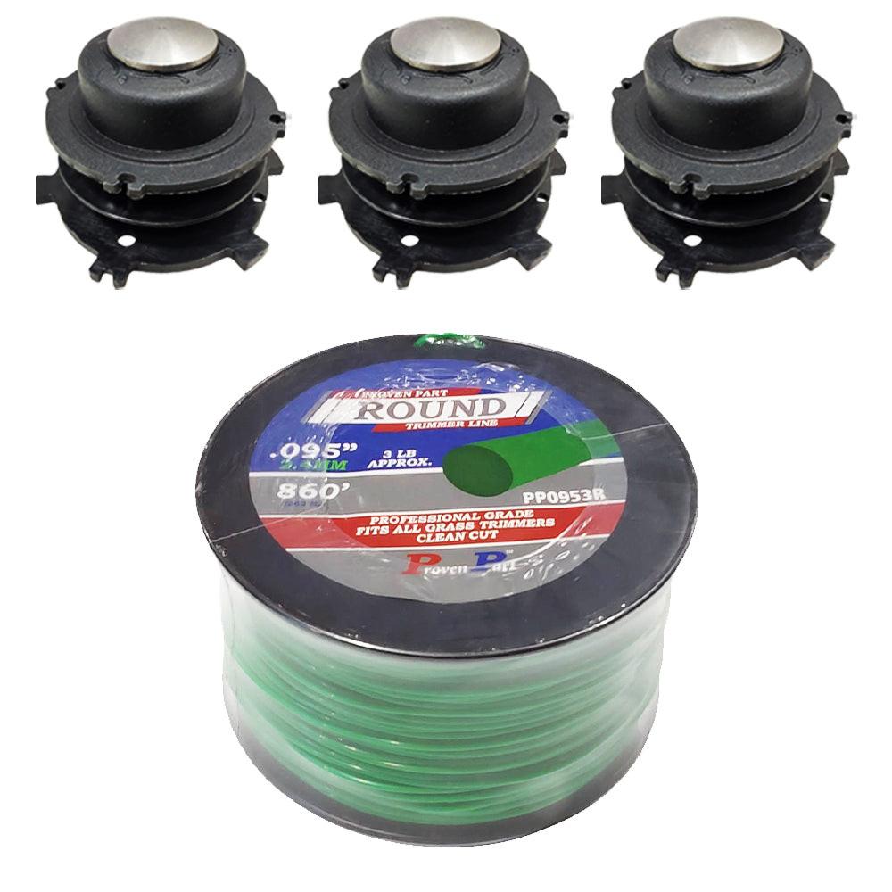 (3) Trimmer Spools & Line Fits 25-2 and 27-2 For Stihl 4002 710 4321 4002 713 3017
