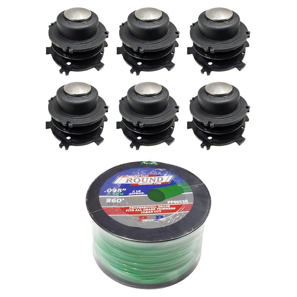 (6) Trimmer Spools & Line Fits 25-2 and 27-2 For Stihl 4002 710 4321 4002 713 3017