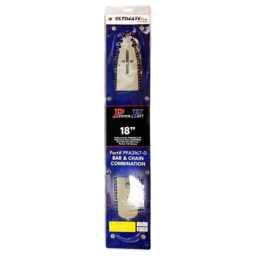 Proven Part 18" Chainsaw Guide Bar and Chain Fits 18D0AS3864C 72LGX068G Gauge .050" Pitch 3/8" DL 68 Semi-Chisel.