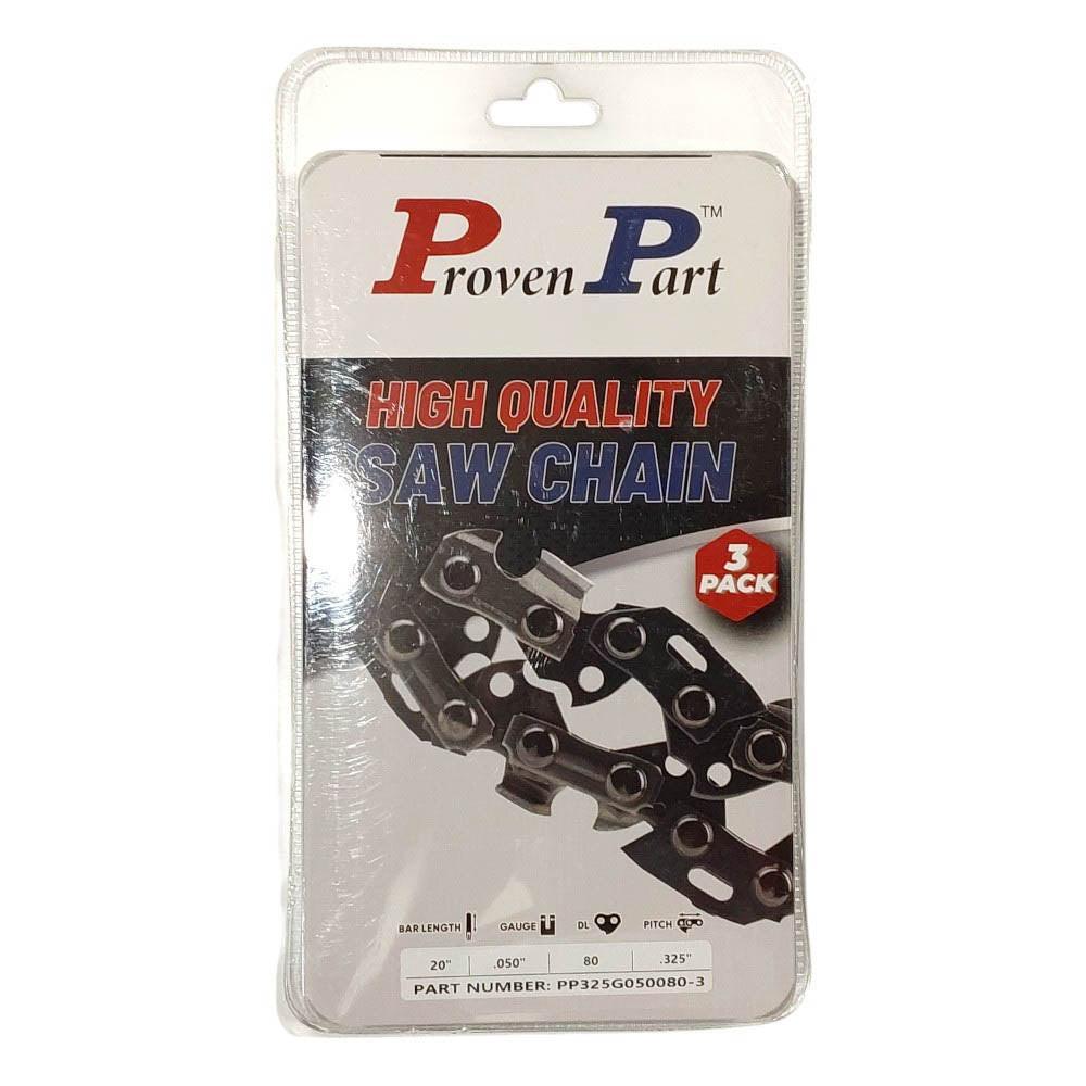 Proven Part 3-Pack of chainsaw Chain 325 Pitch 050 Gauge 80 DL Fits Oregon 20BPX080G