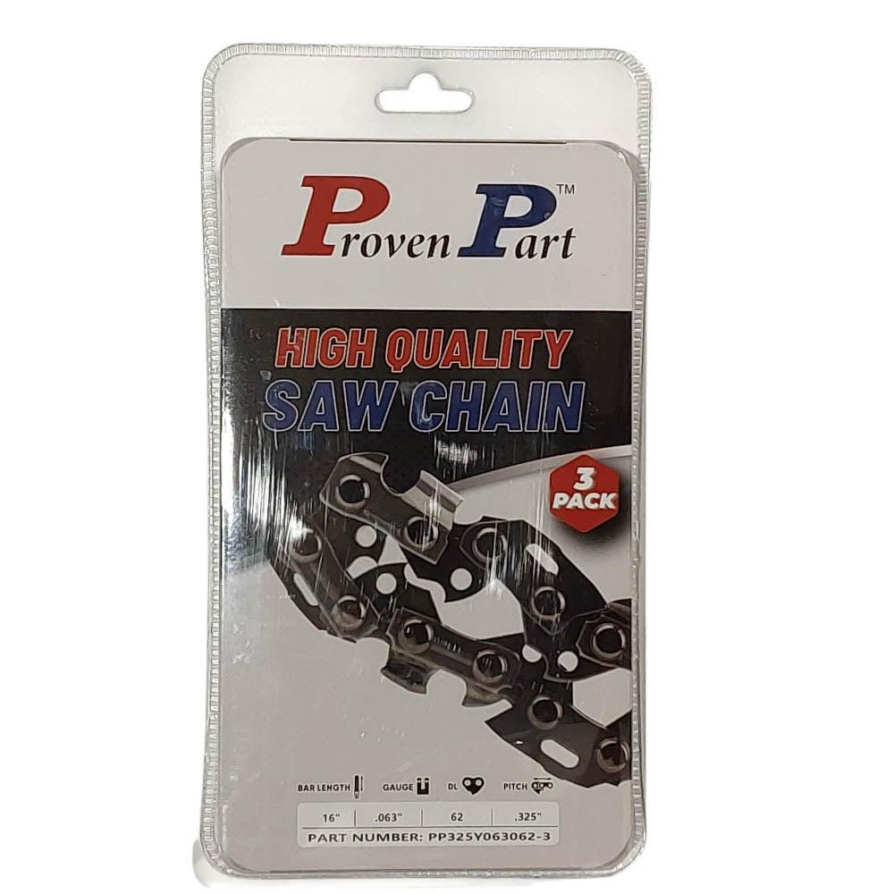 Proven Part 3-Pack of chainsaw Chain 325 Pitch 063 Gauge 62 DL Fits Stihl 26RM3 62