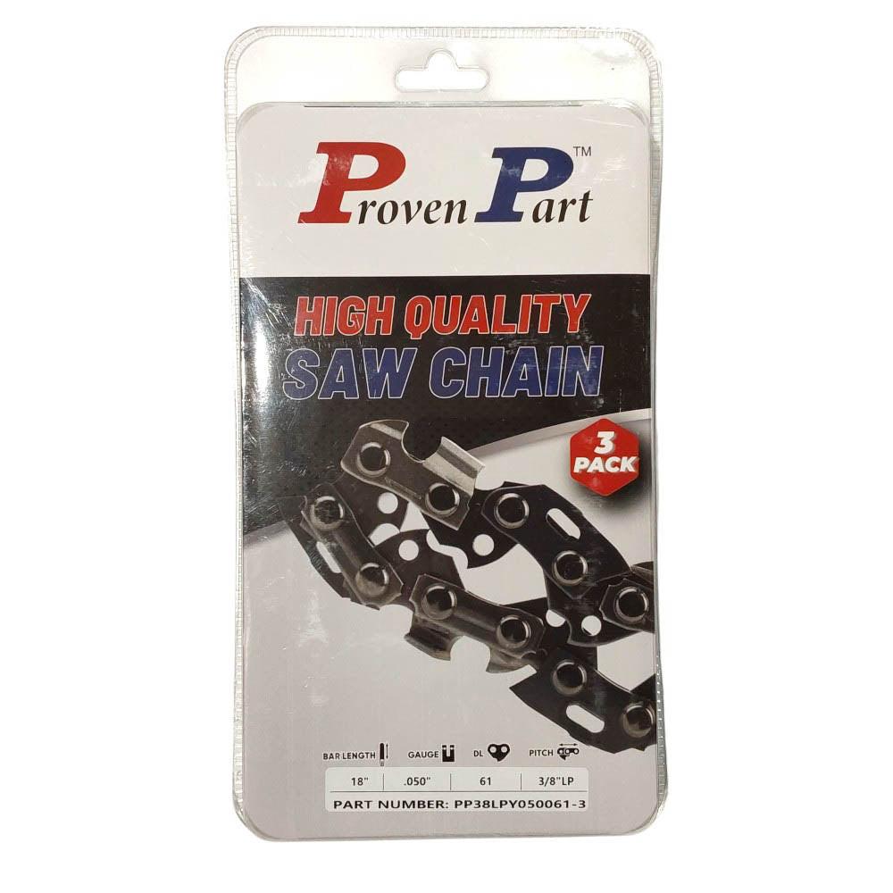 Proven Part 3-Pack of chainsaw Chain 38LP Pitch 050 Gauge 61 DL Fits Oregon 91VXL061.