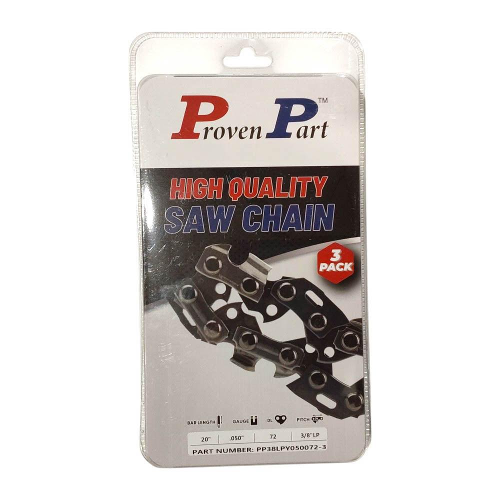 Proven Part 3-Pack of chainsaw Chain 38LP Pitch 050 Gauge 72 DL Fits Ryobi RY20C1.