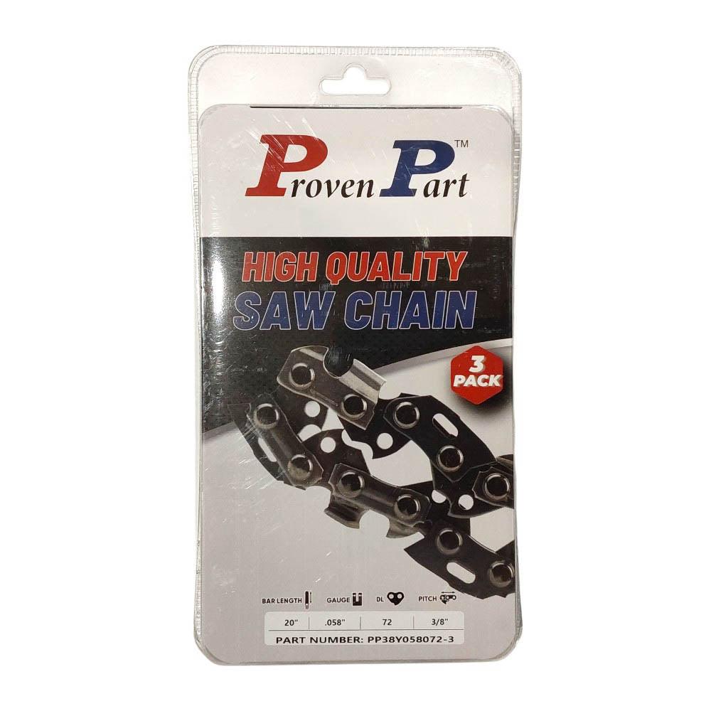 Proven Part 3-Pack of chainsaw Chain 38 Pitch 058 Gauge 72 DL Fits Husqvarna 581626972