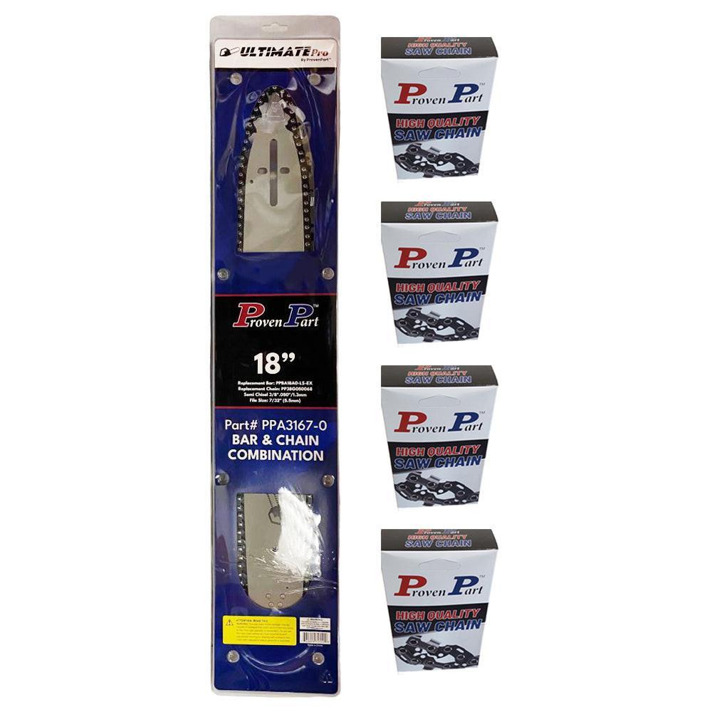 Proven Part 18" Bar and 5 chains 3/8" .050" 68DL Fits Echo CS-601 18DOAS3864C,180SLHD176