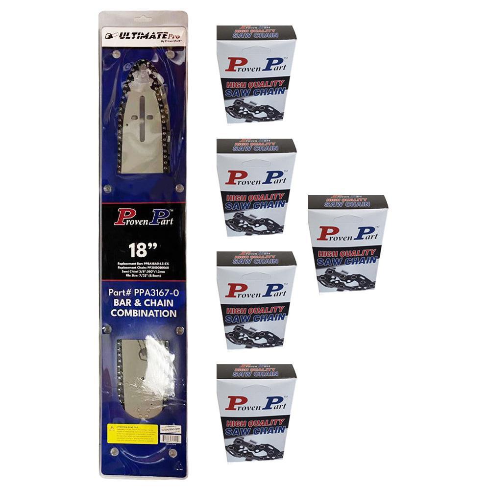 Proven Part 18" Bar and 6 chains 3/8" .050" 68DL Fits Echo CS-610T 18DOAS3864C,180SLHD176