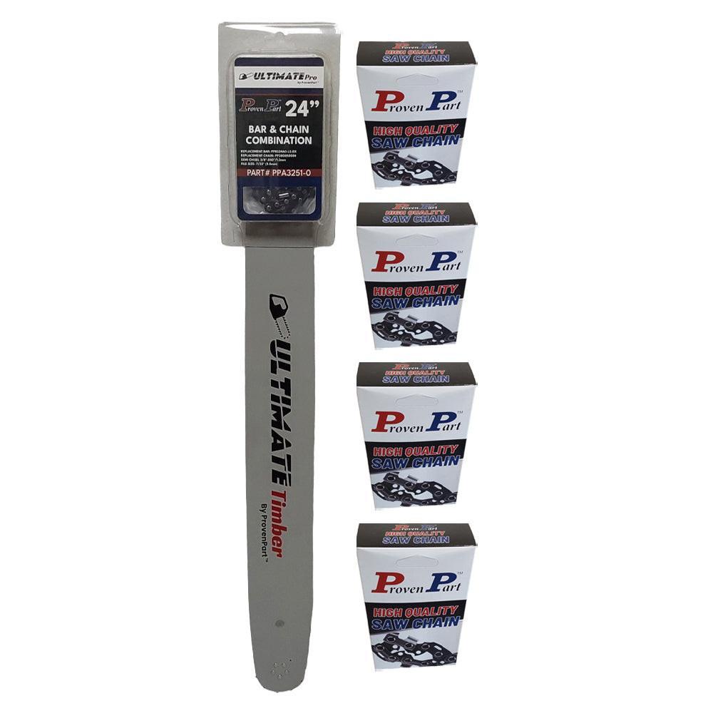 Proven Part 24" Bar 3/8" .050" 84DL Fits Echo CS-590 CS-660 CS-680 240RNDD176 With 5 Chains