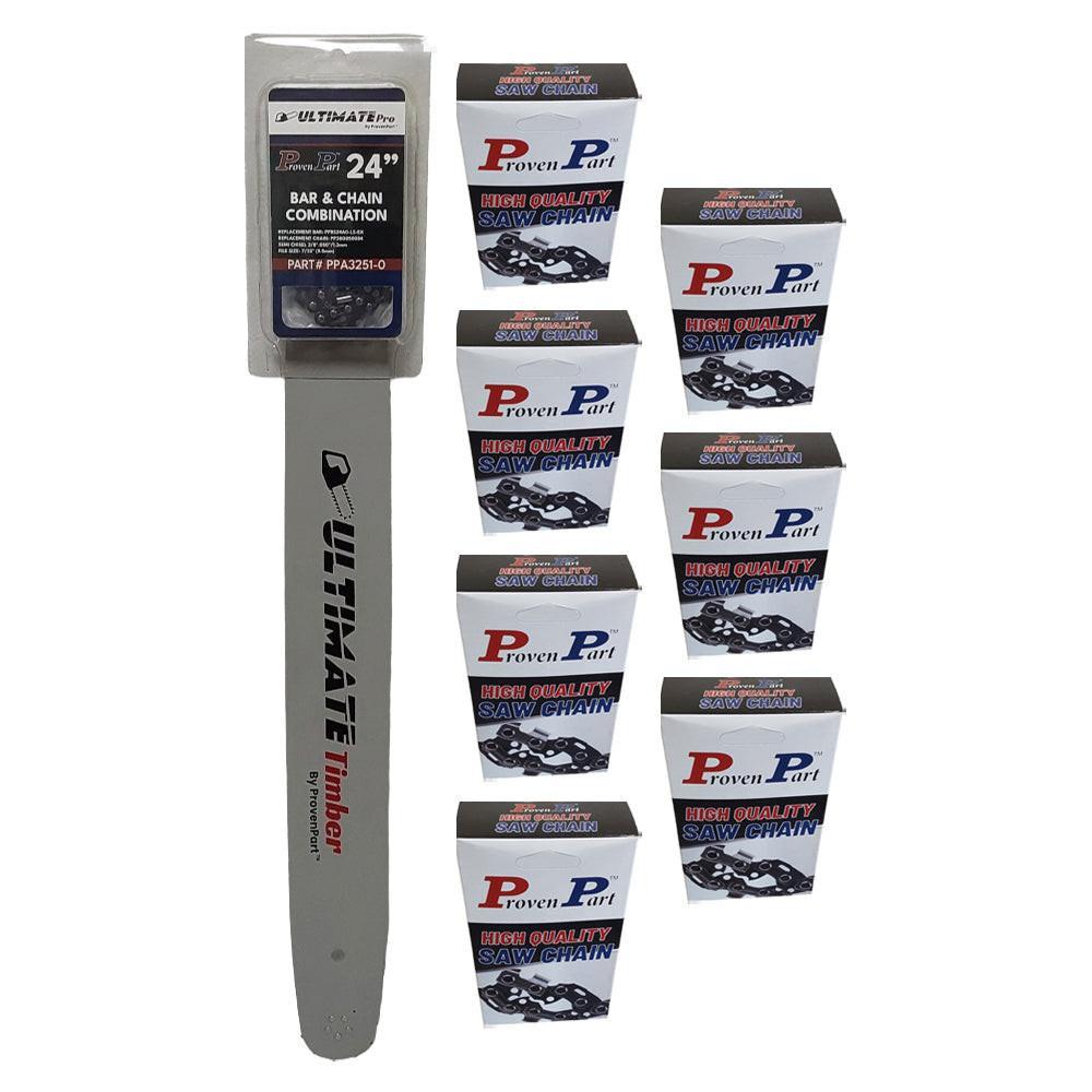 Proven Part 24" Bar 3/8" .050" 84DL Fits Echo CS-590 CS-660 CS-680 240RNDD176 With 8 Chains