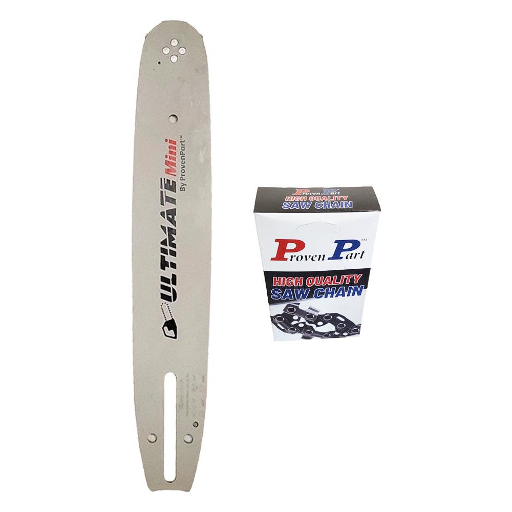 Proven Part 12" Chainsaw Bar And Full Chisel Chain Combo 3/8" LP .050" 45DL