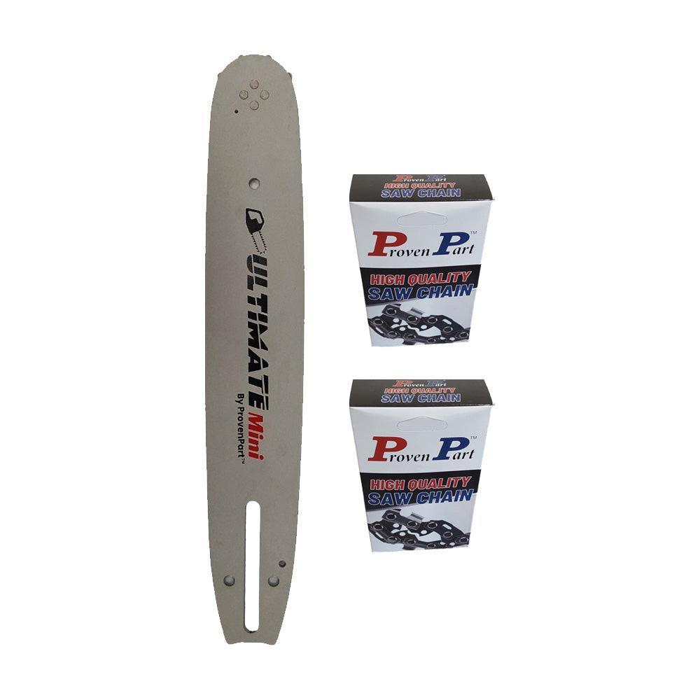 Proven Part 12" Chainsaw Bar And 2 Pack Full Chisel Chain Combo 3/8" LP .050" 45DL