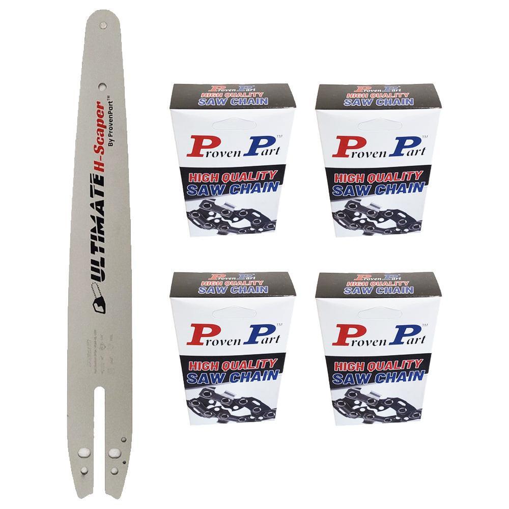 Proven Part 14" Guide Bar 1/4" .043" 72DL And 4 Pack Semi Chisel Chain Combo For Stihl HT100 MS151 Fits 3005 008 3409