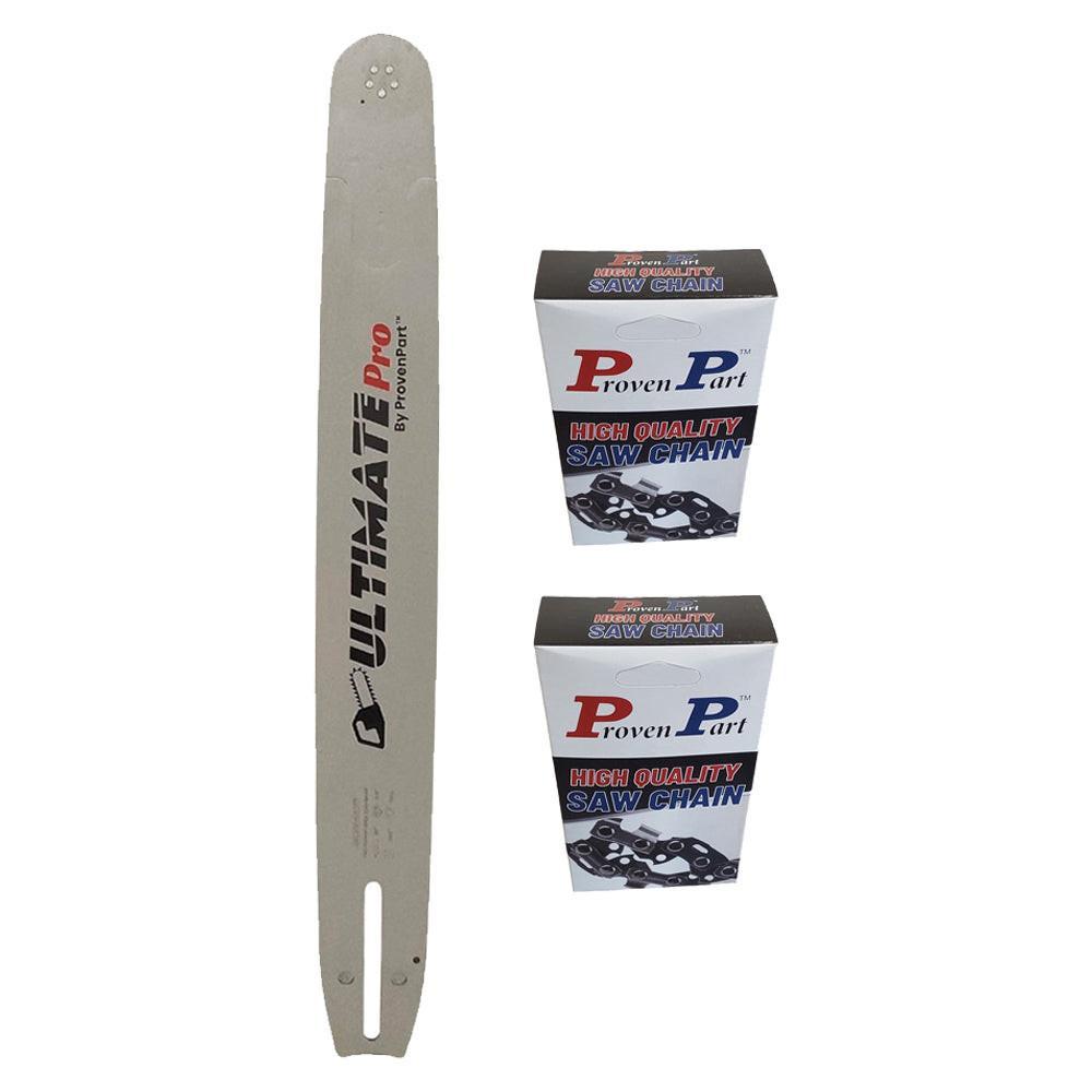 Proven Part 20" Chainsaw Guide Bar And 2 Pack Semi Chisel Chain Combo 3/8" .050" 72DL For Husqvarna 596687472