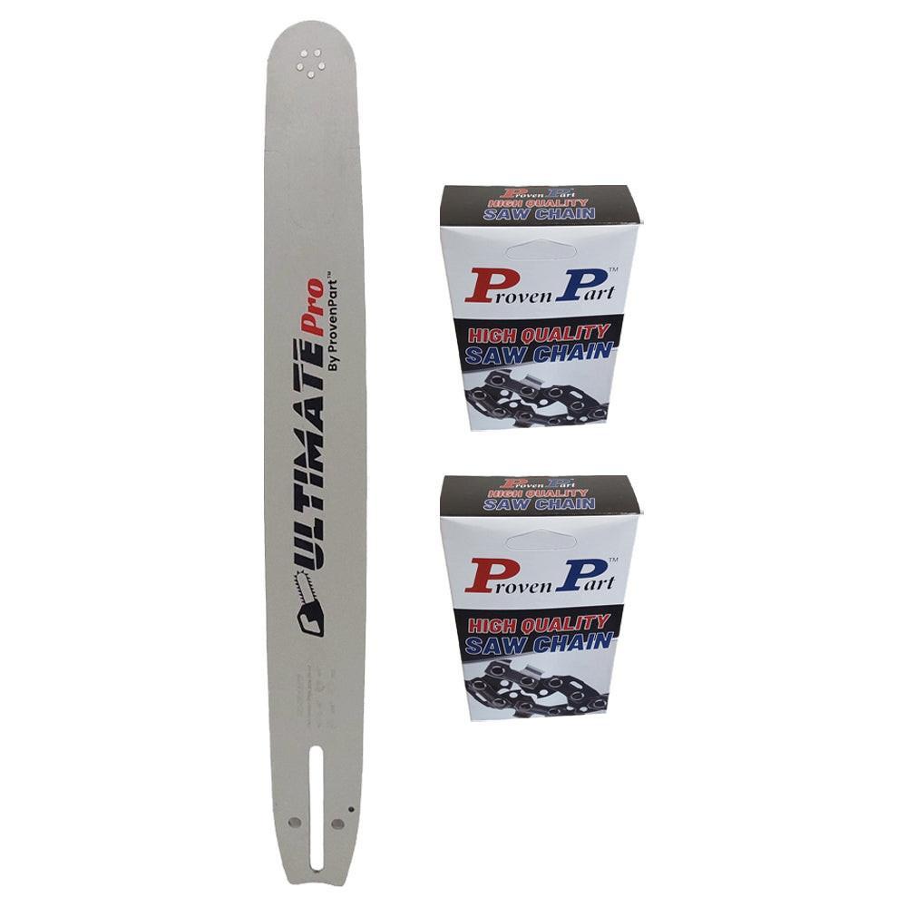 Proven Part 20" Chainsaw Bar And 2 Pack Semi Chisel Chain Combo 3/8" .058" 72DL 208RNDD009