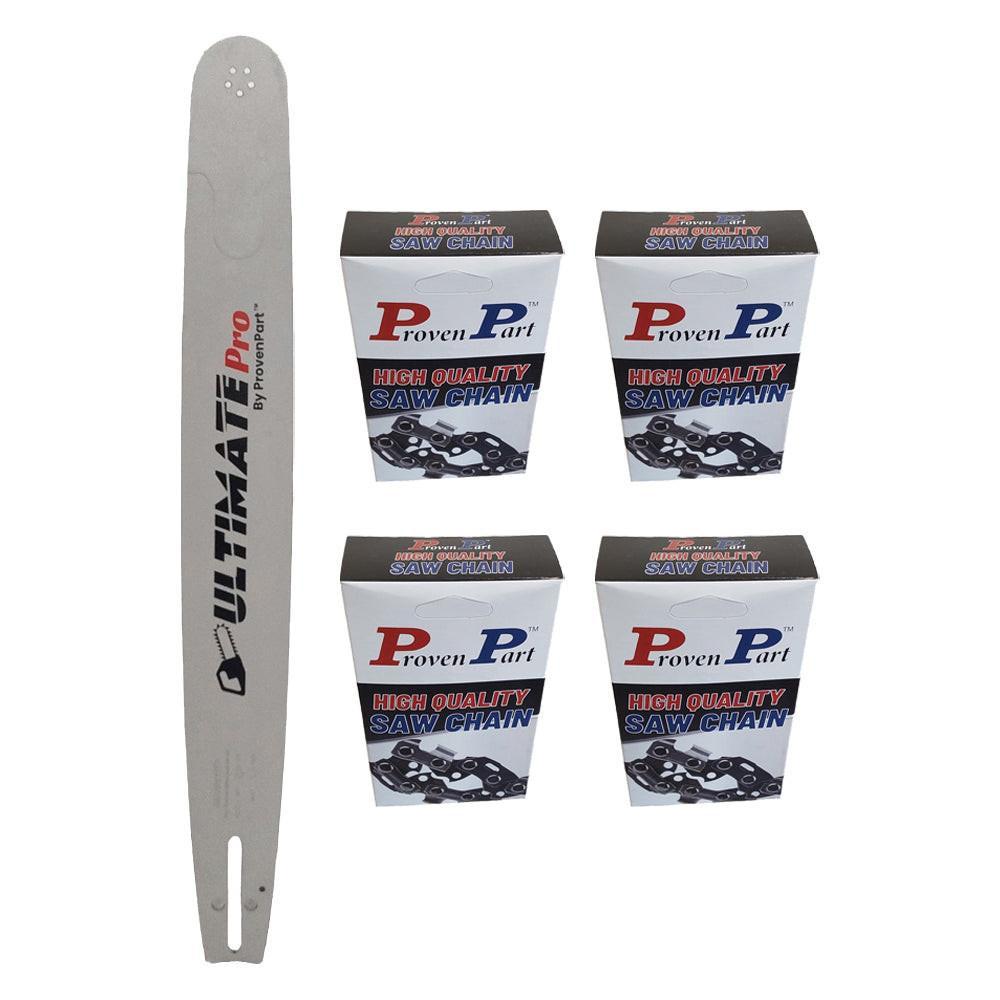 Proven Part 20" Chainsaw Guide Bar 208RNDK095 With 4 Chains 3/8" .058" 72 Drive Links RN UH
