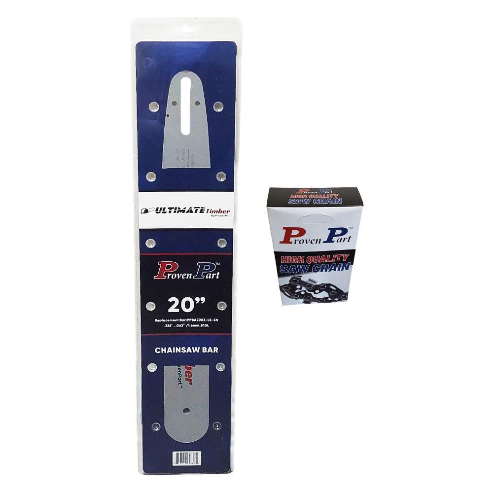 Proven Part 20" Chainsaw Bar And Chain .325" .063" 81DL Full Chisel 203SLGD025 For Stihl 3003-008-6821 MS 261 C-M