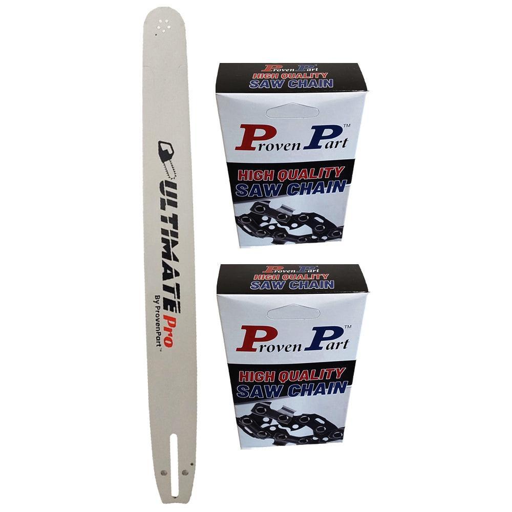 Proven Part 24" Guide Bar And 2 Pack Full Chisel Chain Combo 3/8" .058" 84DL Fits 248RNDD009