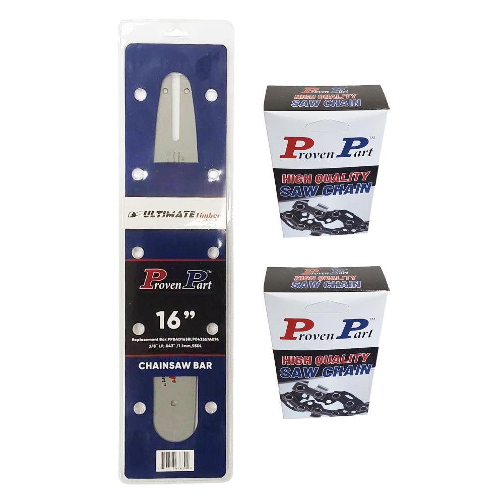 Proven Part 16In Bar And 2 Chains 3/8LP .043 55DL Fits Stihl MS 162 MS 170 3005 008 3913, 164MLEA074