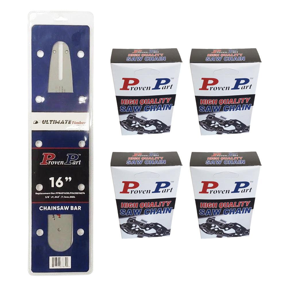 Proven Part 16In Bar And 4 Chains 3/8LP .043 55DL Fits Stihl MS 201 T C-M, MS 180, 3005 008 3913, 164MLEA074