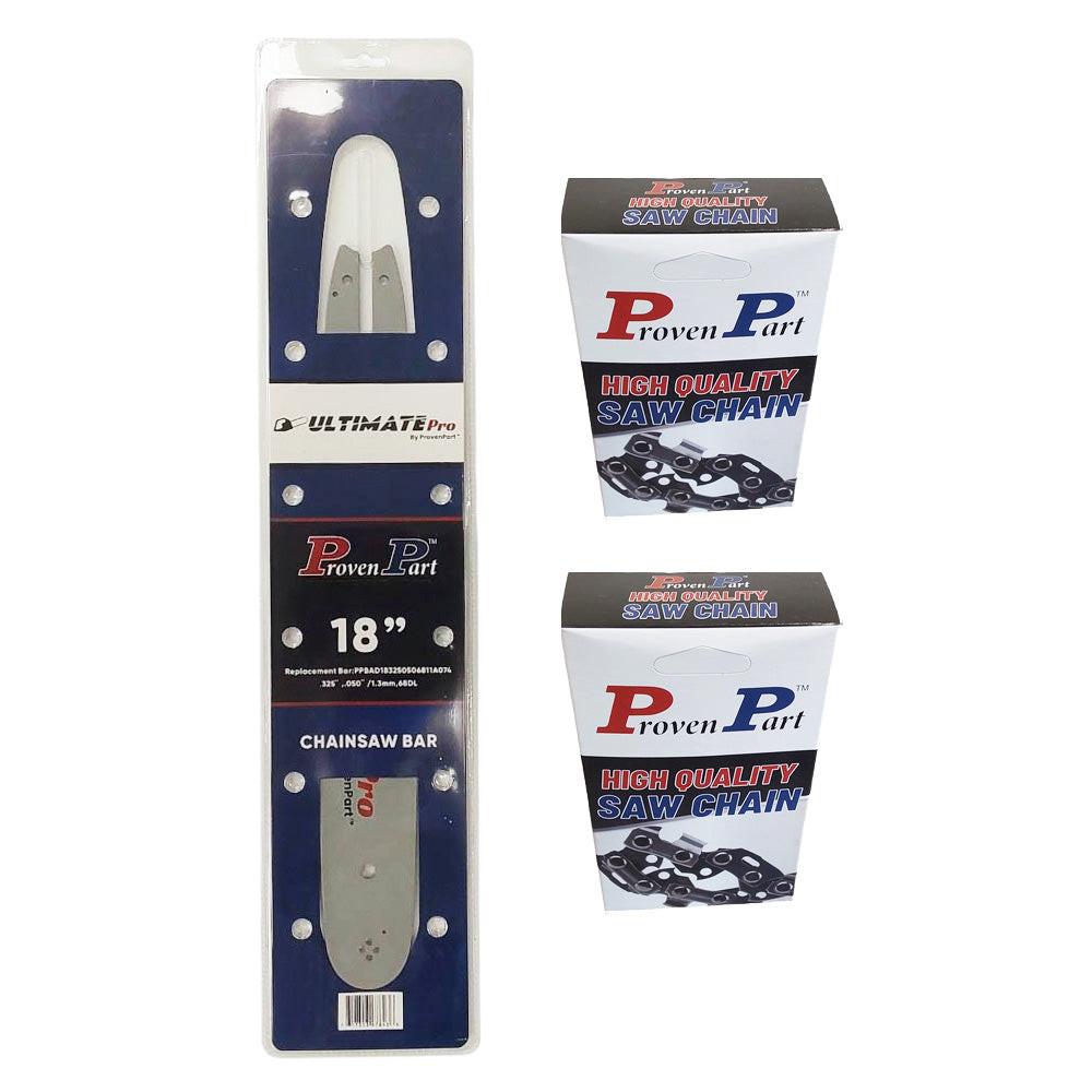 Proven Part 18In Bar and 2 Chains .325 .050 68DL Fits Stihl MS 230, MS 230C, MS 230C‑BE, MS 241C‑M 3005‑008‑7017, 180TXLBA074